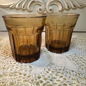 Paio Di Bicchieri Vintage Smokey Lowball In Vetro A Coste
