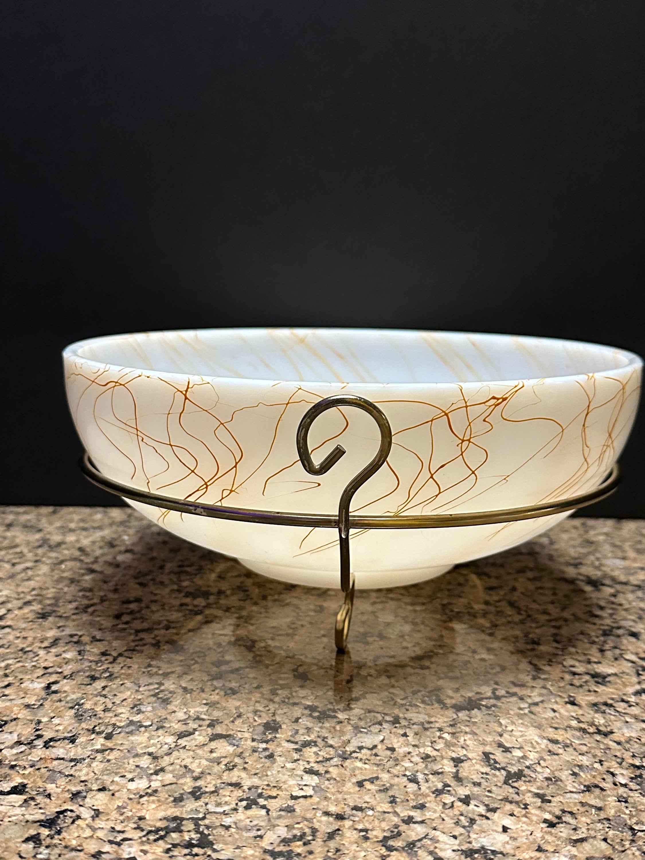 Vintage Hazel Atlas Butterscotch Drizzle Milk Glass Salad Bowl Set