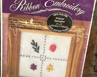 Bucilla Silk Ribbon Embroidery Kit "Train" Kit Complete NOS