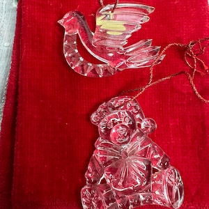 Vintage Pair Of Gorham Full Lead Crystal Christmas Ornaments Germany