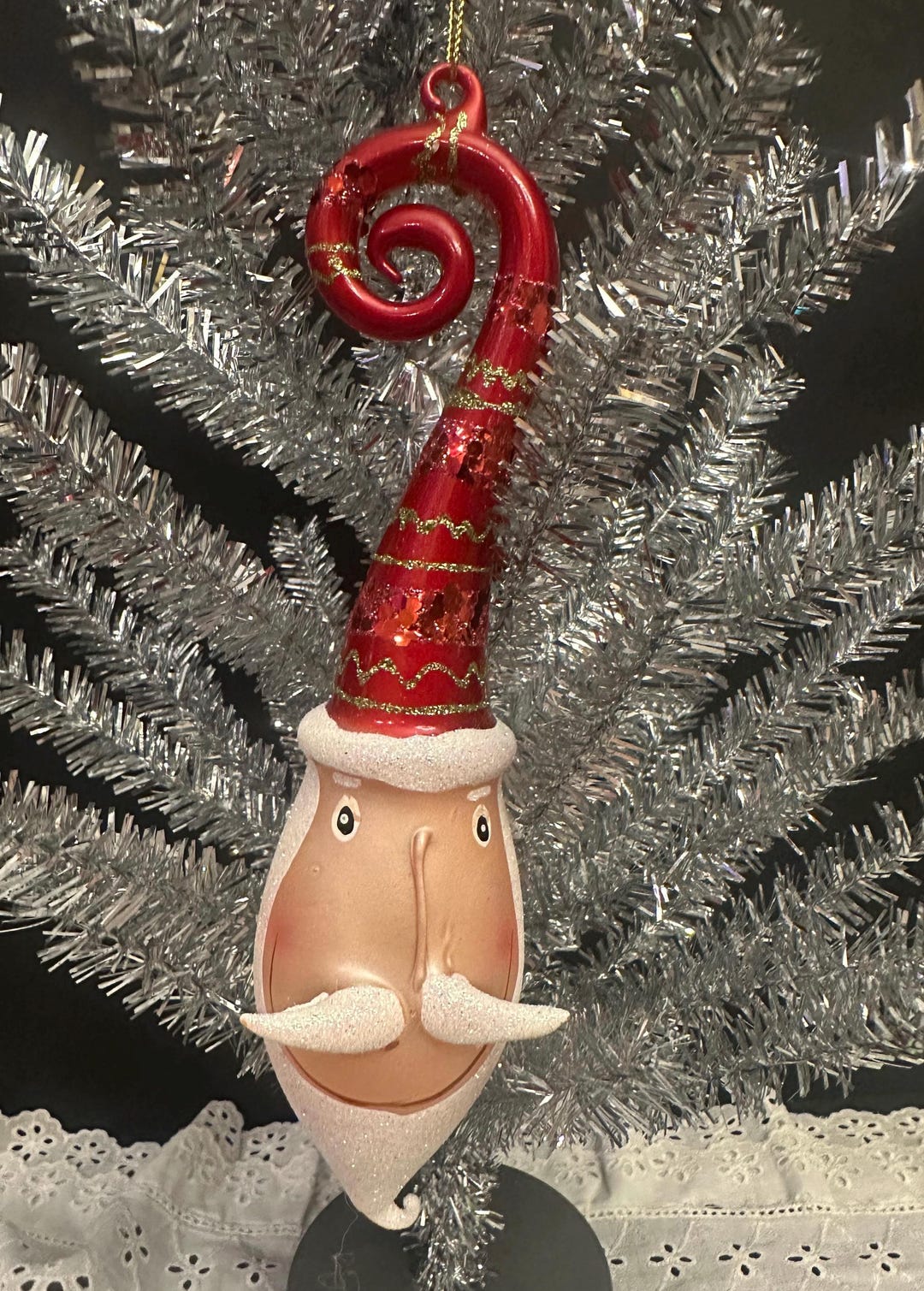 Hand Blown Glass Santa Ornament: MCM Whimsical Christmas Decor - Etsy
