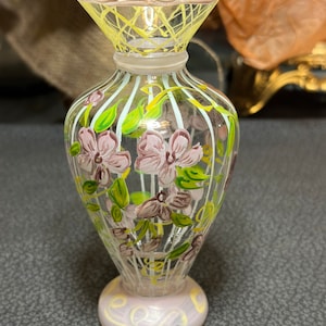 Tracy Porter Bud Vase, Purple Flower, Hand Painted, Hand Blown Glass, 6 Inch