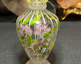 Tracy Porter Bud Vase, Purple Flower, Hand Painted, Hand Blown Glass, 6 Inch