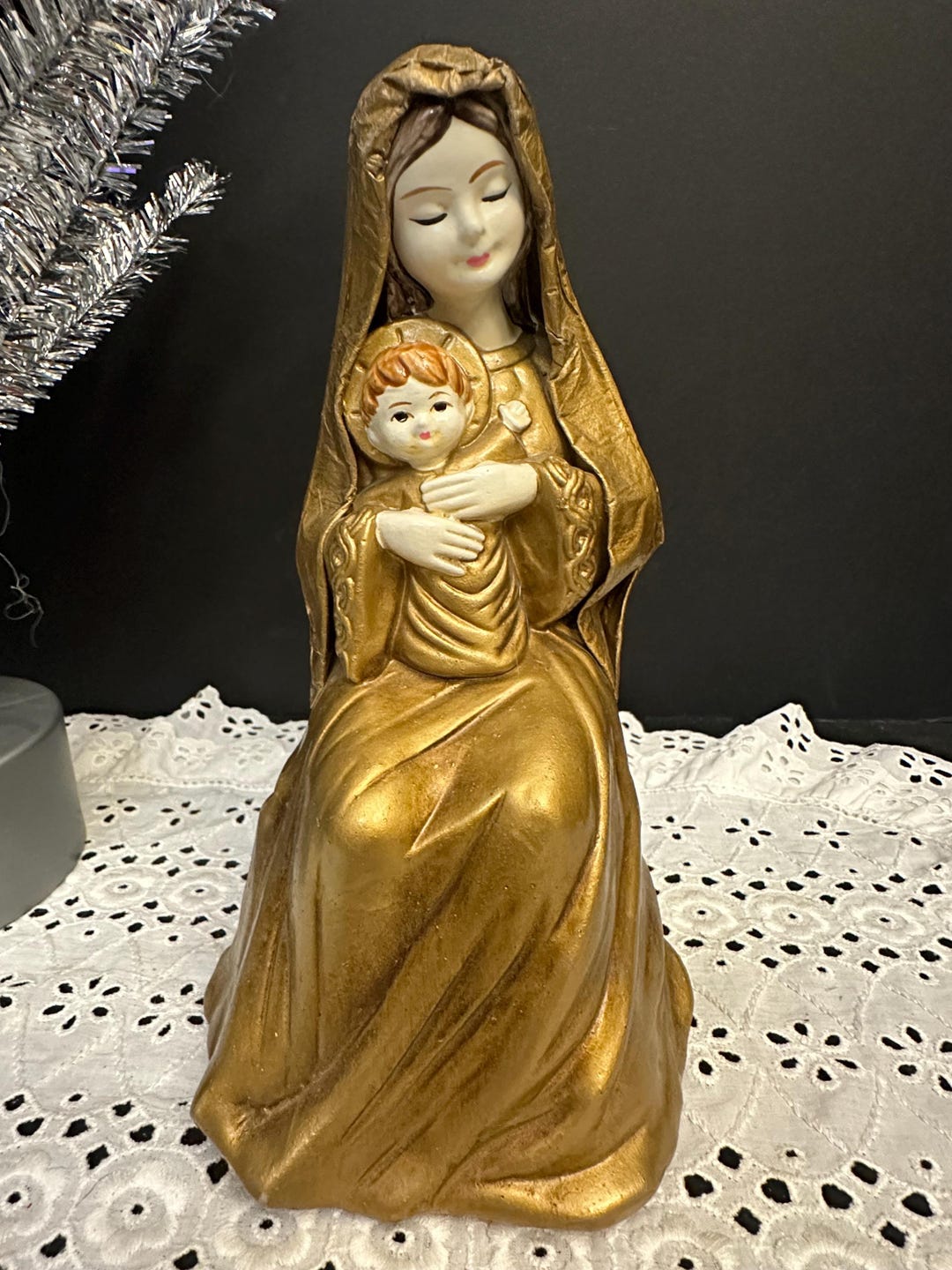 Vintage Madonna and Child Paper Mache Handpainted 1950's in Japan ...