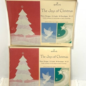 Dos cajas selladas de vintage Hallmark Las alegrías de las tarjetas de Navidad.