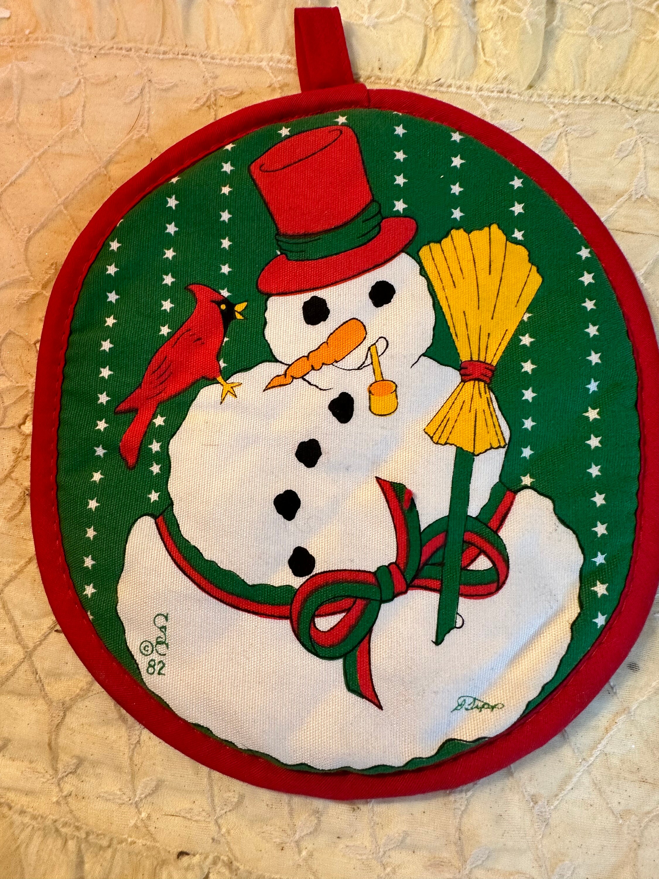 Vintage 1980’s Christmas Snowman Potholder CSC