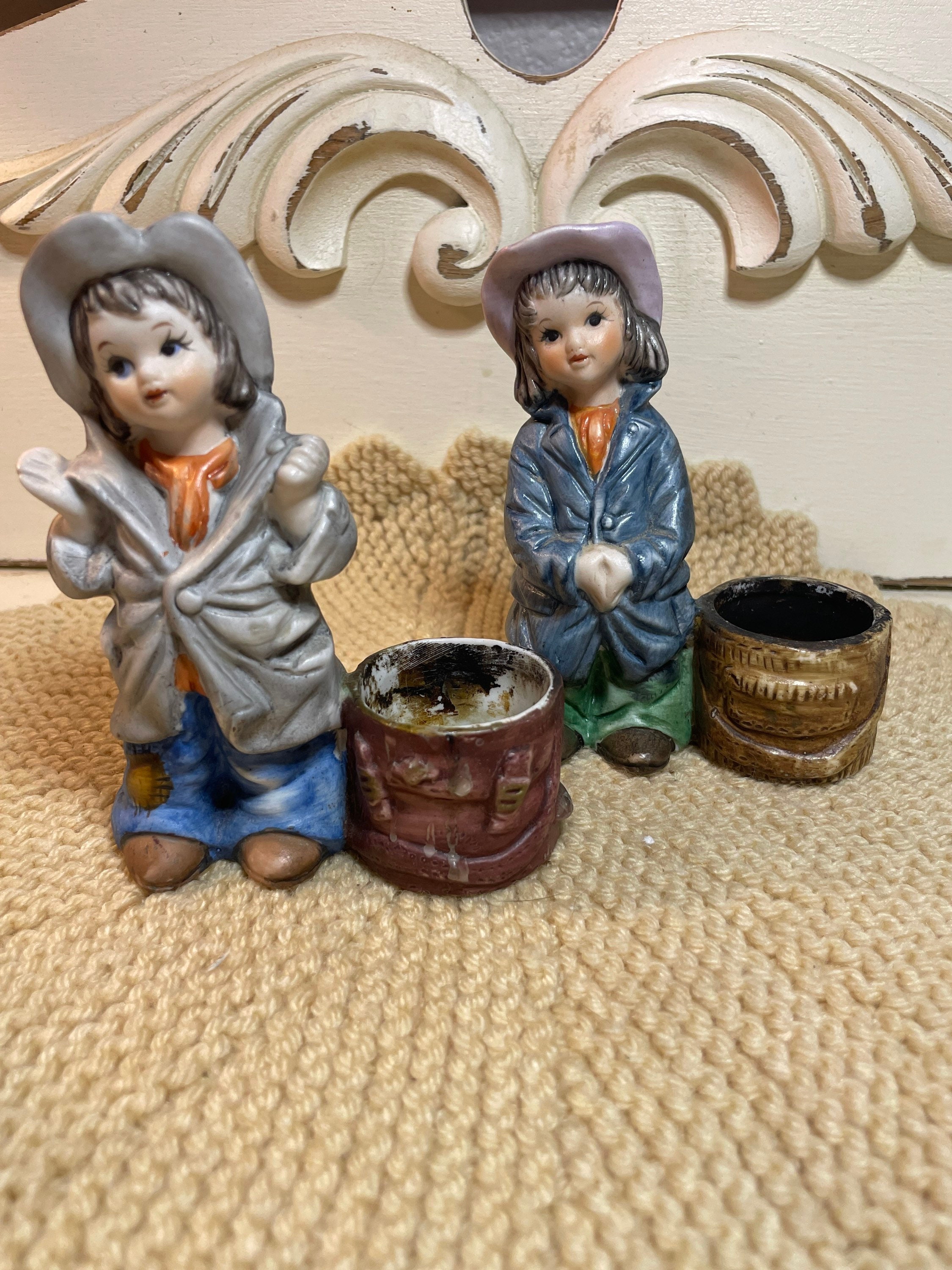 ヴィンテージ クリスマス ラブキンス ホーボー/カウボーイ キャンドル