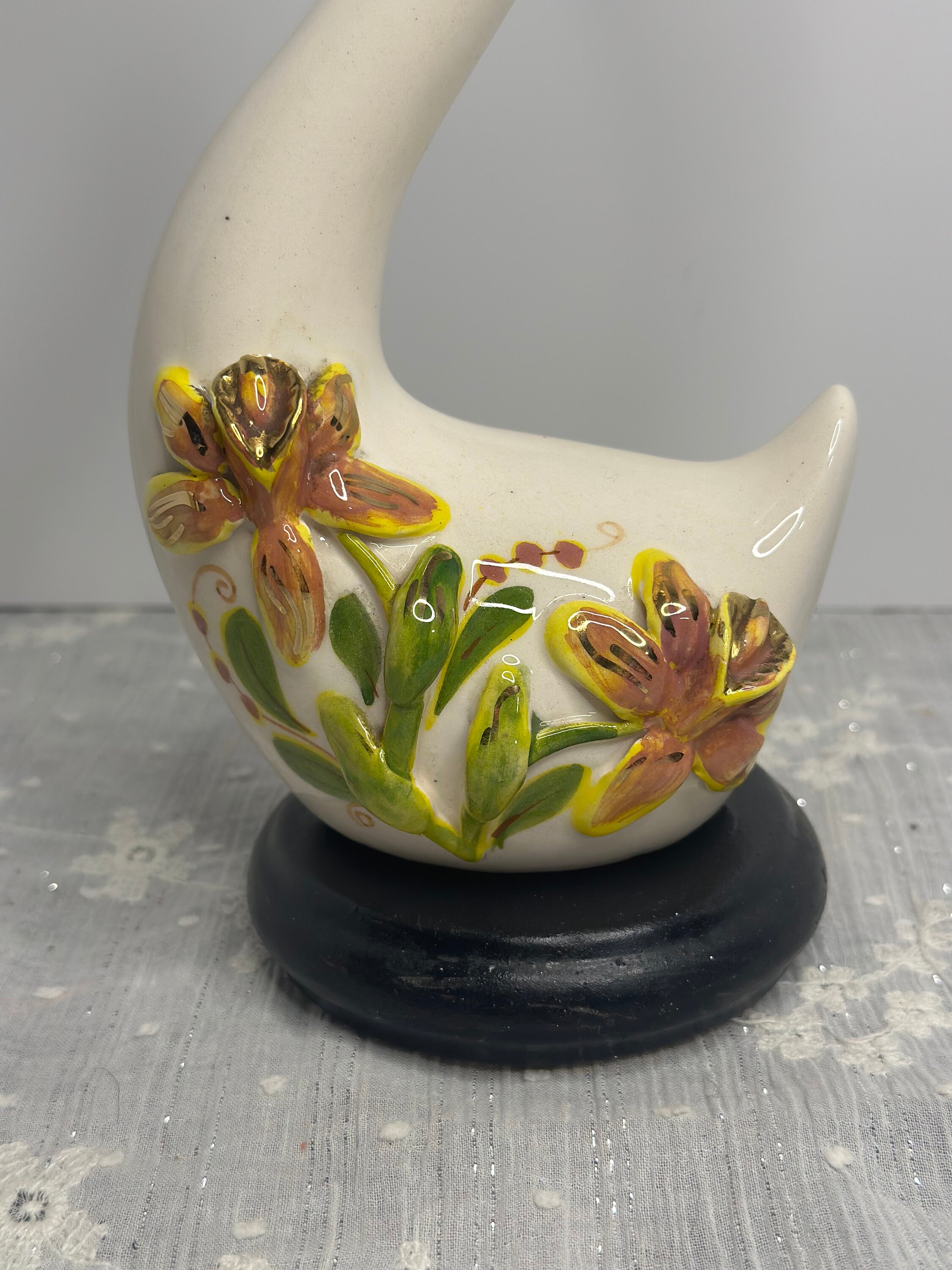 Stunning Pair of Vintage Swan With Floral Figurines - Etsy