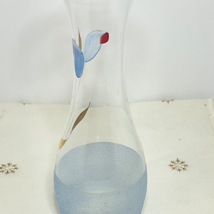 Vintage Bartlett Collins Vase 9 » dépoli peint à la main – Bleu W/Gold
