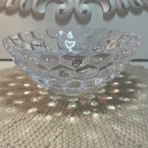 Orrefors Raspberry Swedish Decorative Crystal Bowl Art Glass
