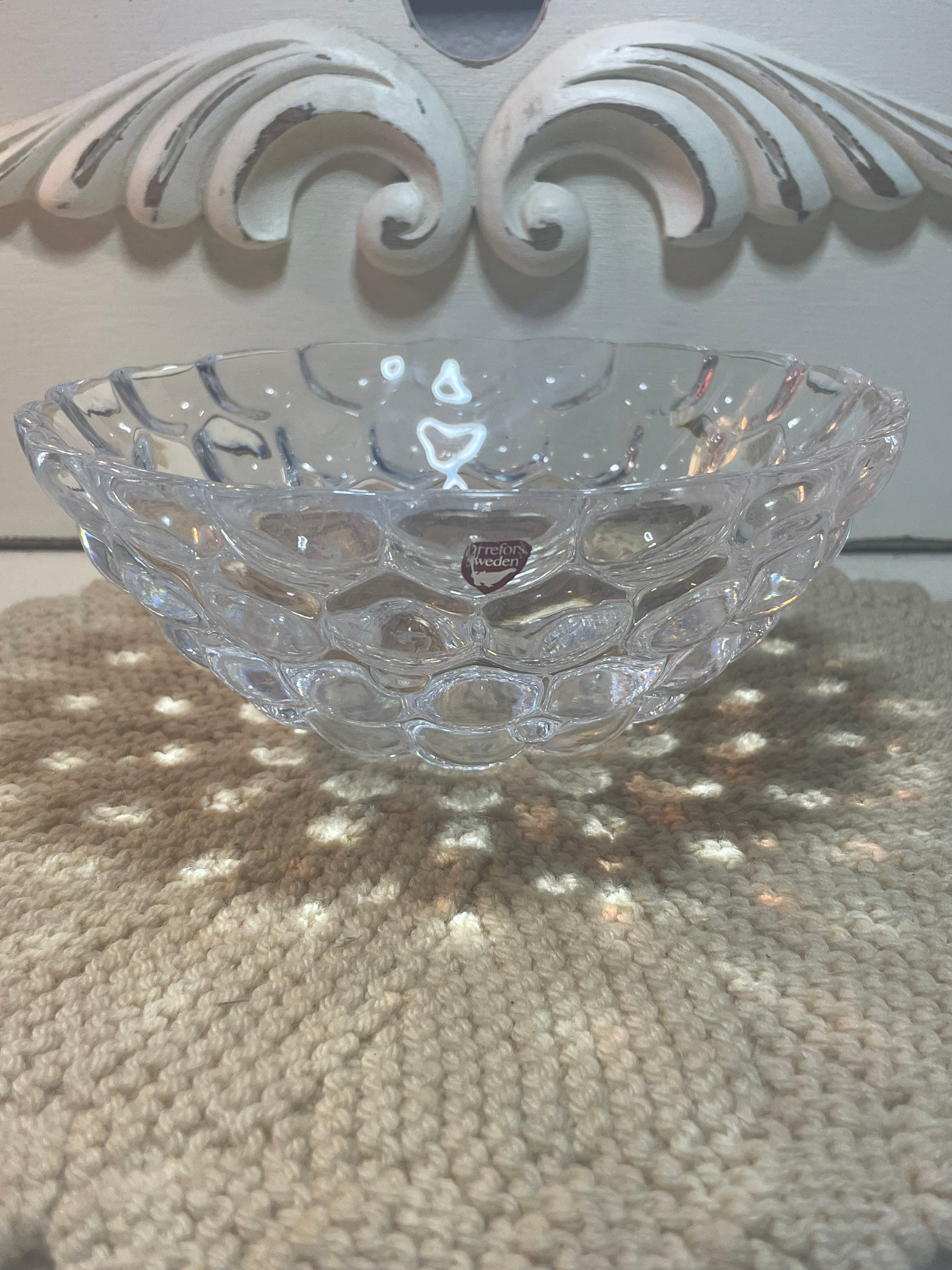 オレフォス ラズベリー スウェーデン製 装飾クリスタルボウル アート