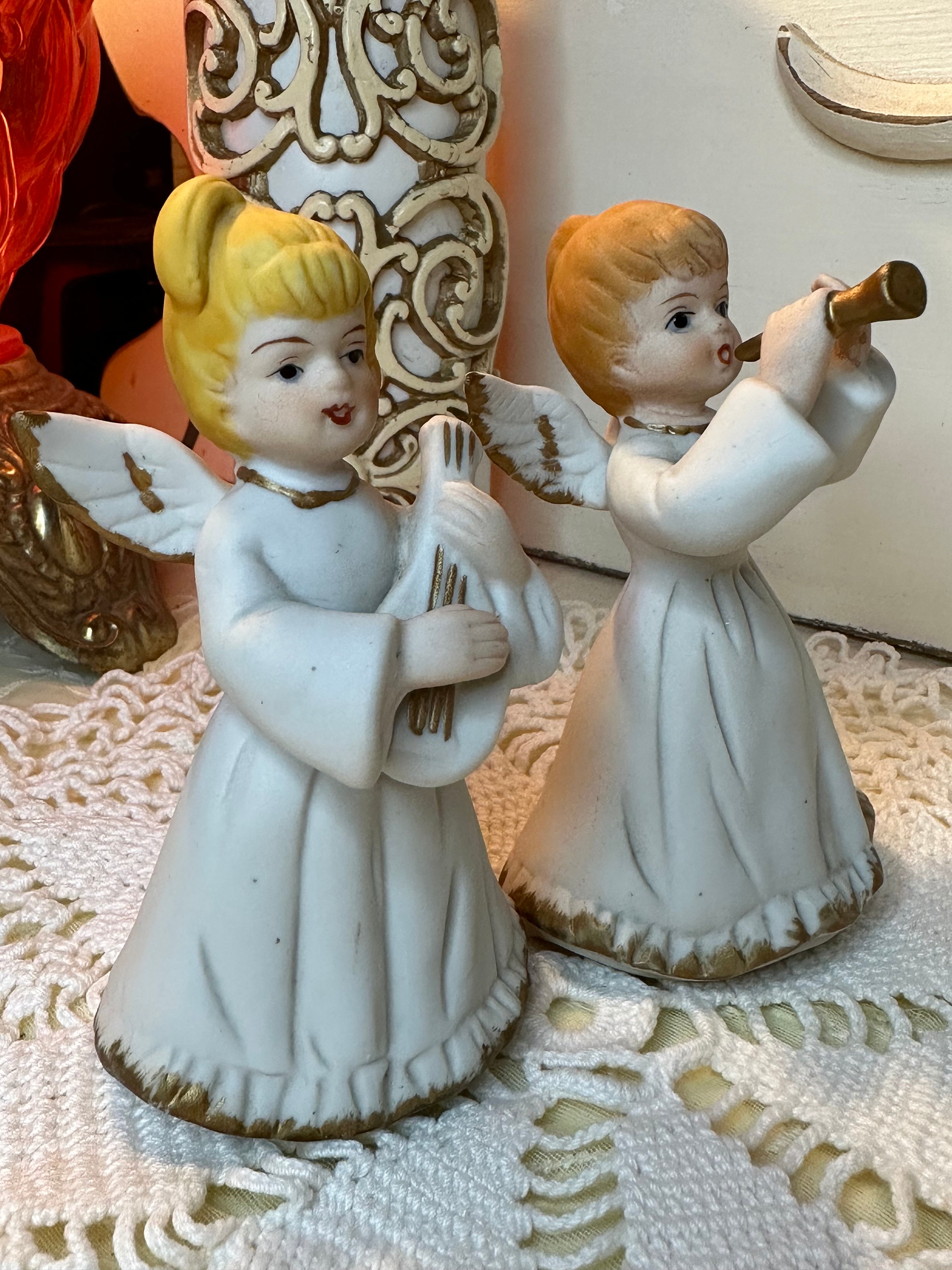 Vintage Pair of Ceramic Musical Christmas Angels - Etsy