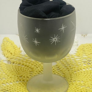 vintage Bartlett Collins Frosted Atomic Starburst Goblet
