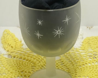 Vintage Bartlett Collins Frosted Atomic Starburst Goblet