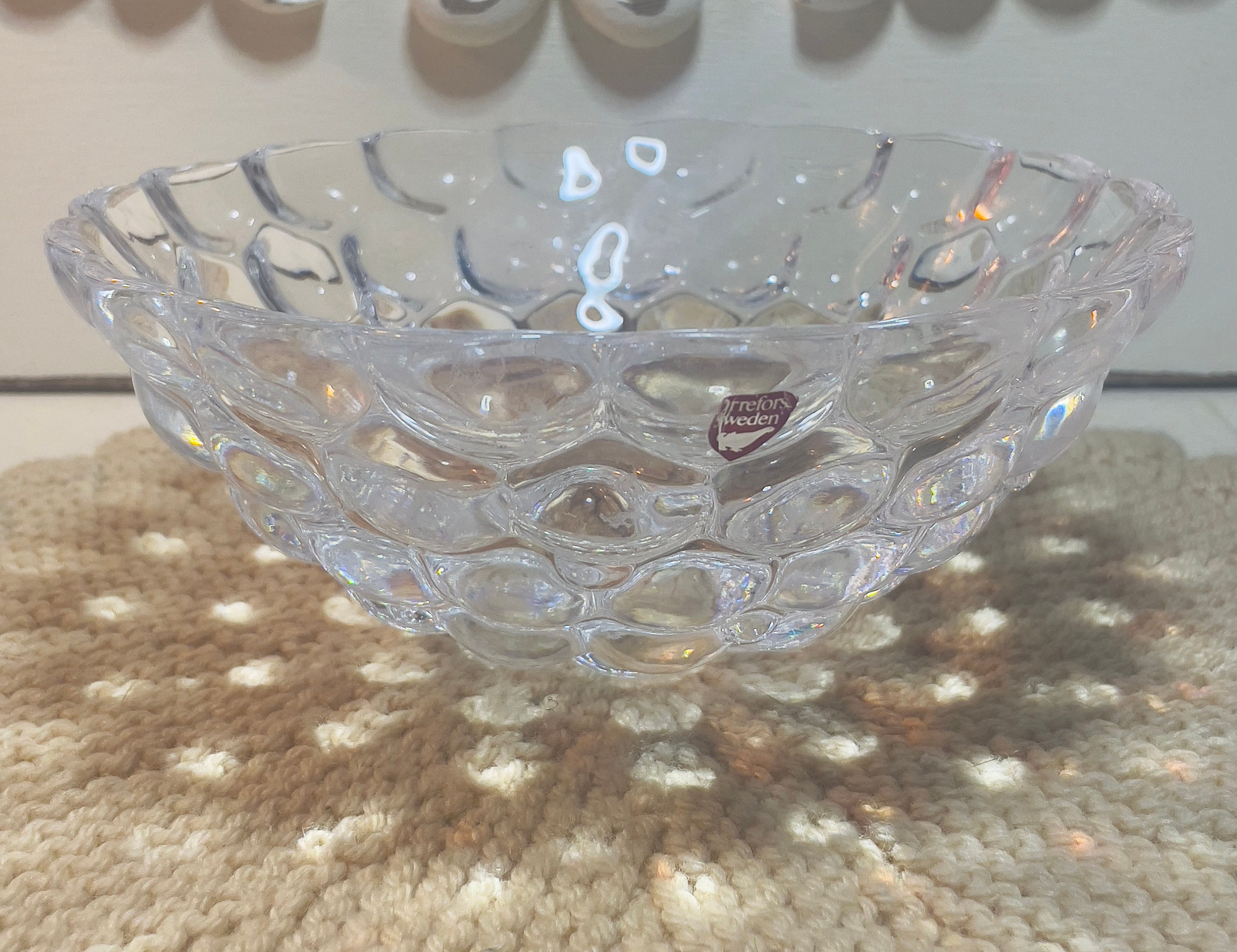 オレフォス ラズベリー スウェーデン製 装飾クリスタルボウル アート