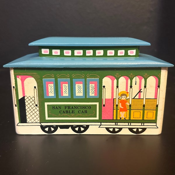 Vintage 1968 R Dakin & Co San Francisco Cable Car Wind Up Music Box Working