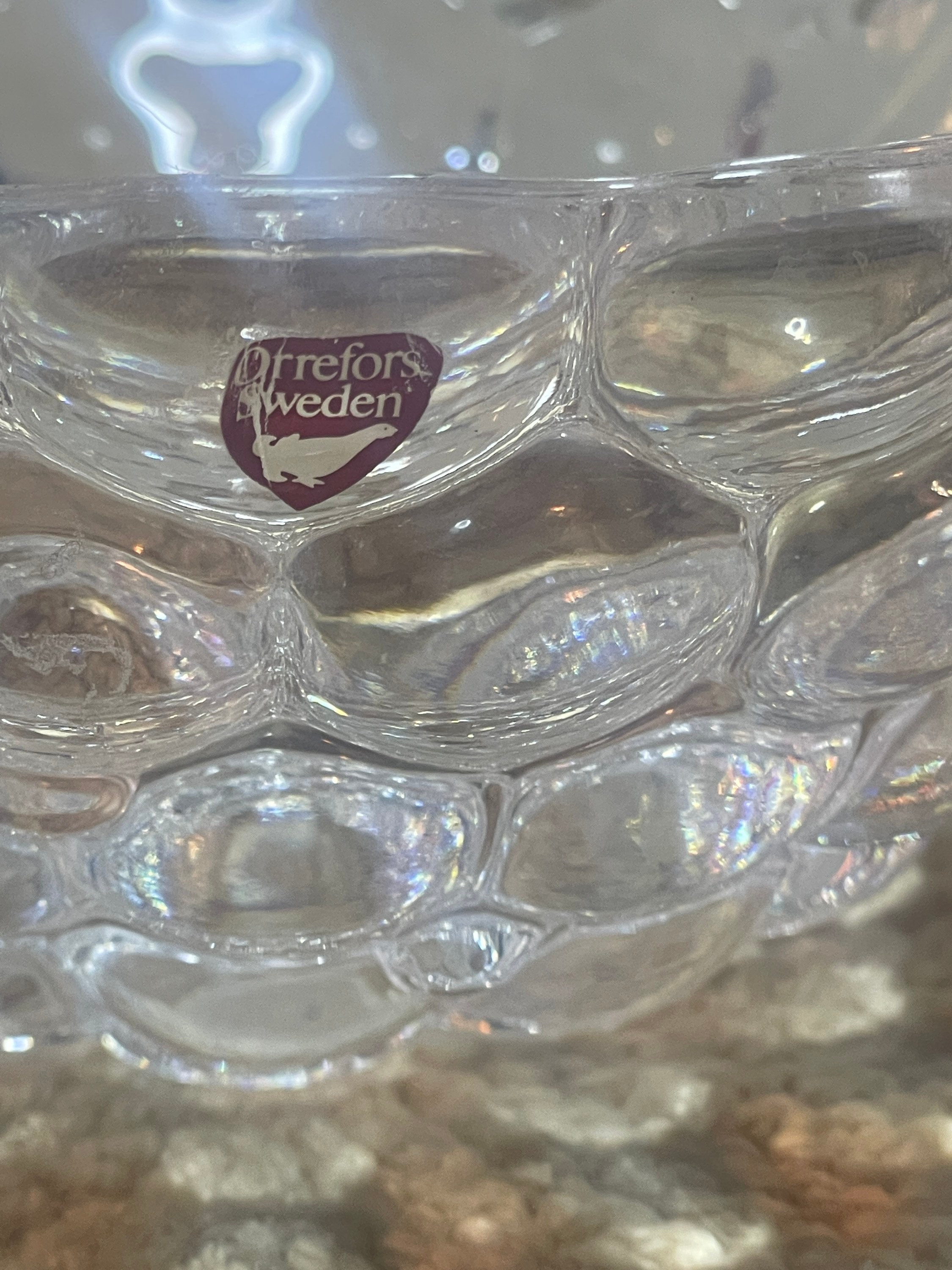 オレフォス ラズベリー スウェーデン製 装飾クリスタルボウル アート