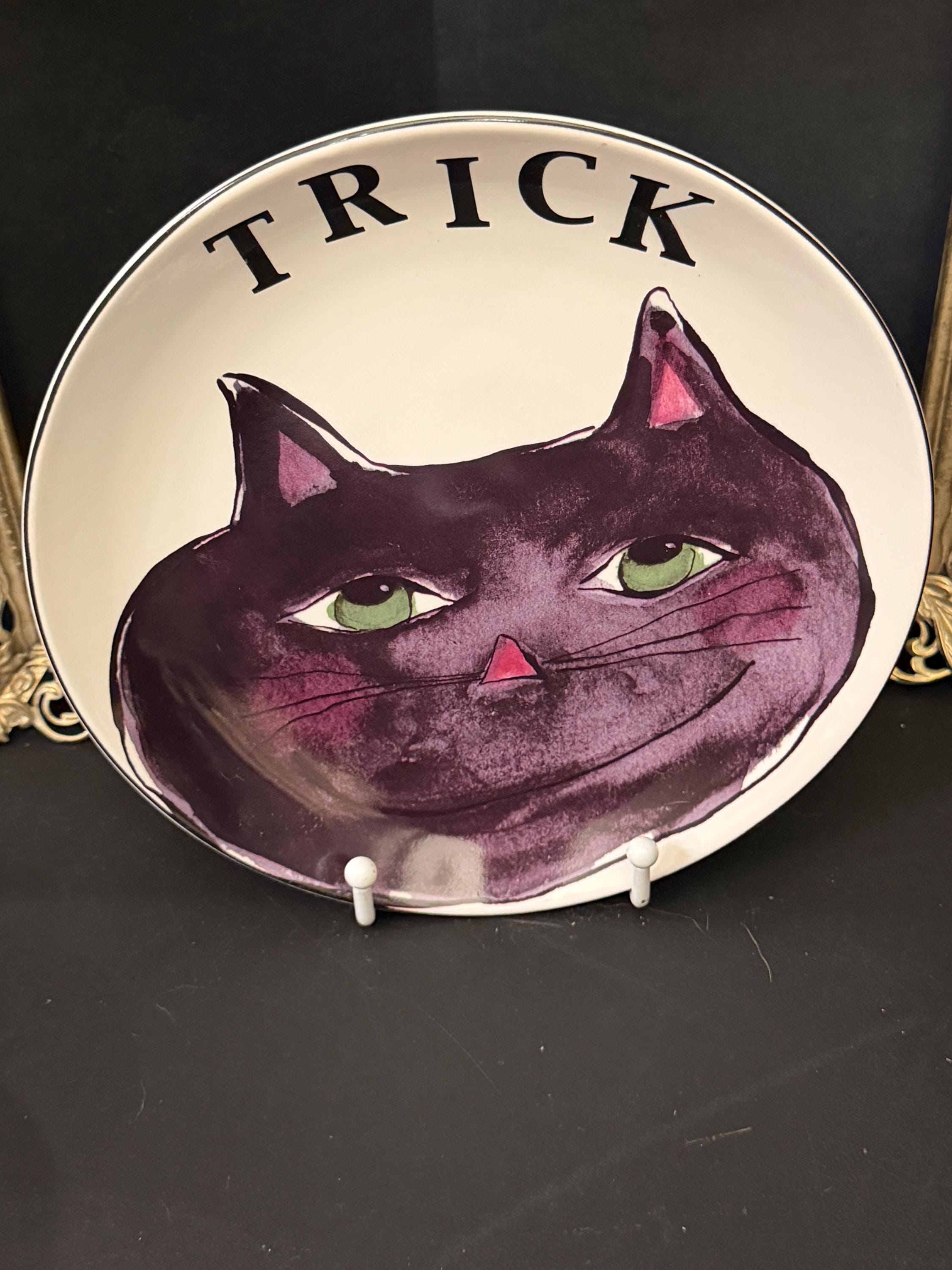 Rosanna “trick” Black Cat Plate 8” | Halloween Salad Appetizer