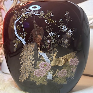 Vintage Otagiri Mercantile Company OMC Jarrón de porcelana de forma elíptica