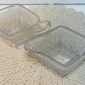 Vintage Indiana Glass Sandwich Pattern Diamond Shaped Sugar & Creamer Set