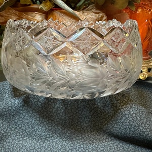 Vintage Hawkes Crystal Brilliant Clear Crystal serving bowl with Hobstars