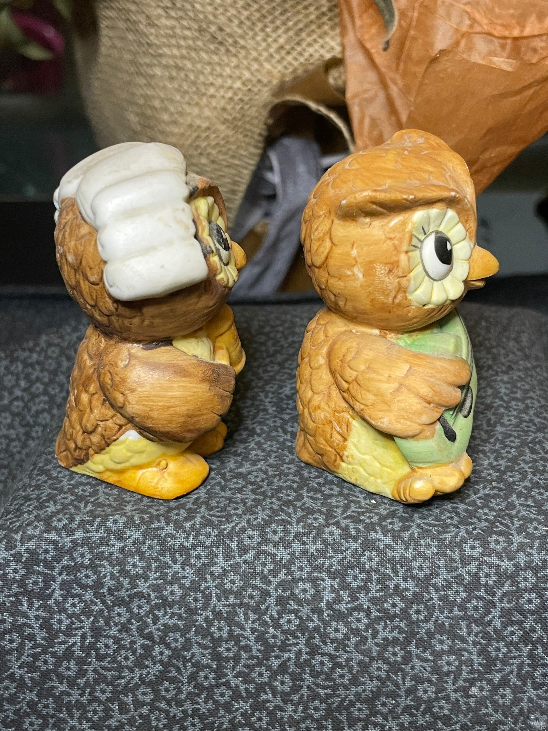 Vintage Pair of Ceramic Owl Figurines Etsy