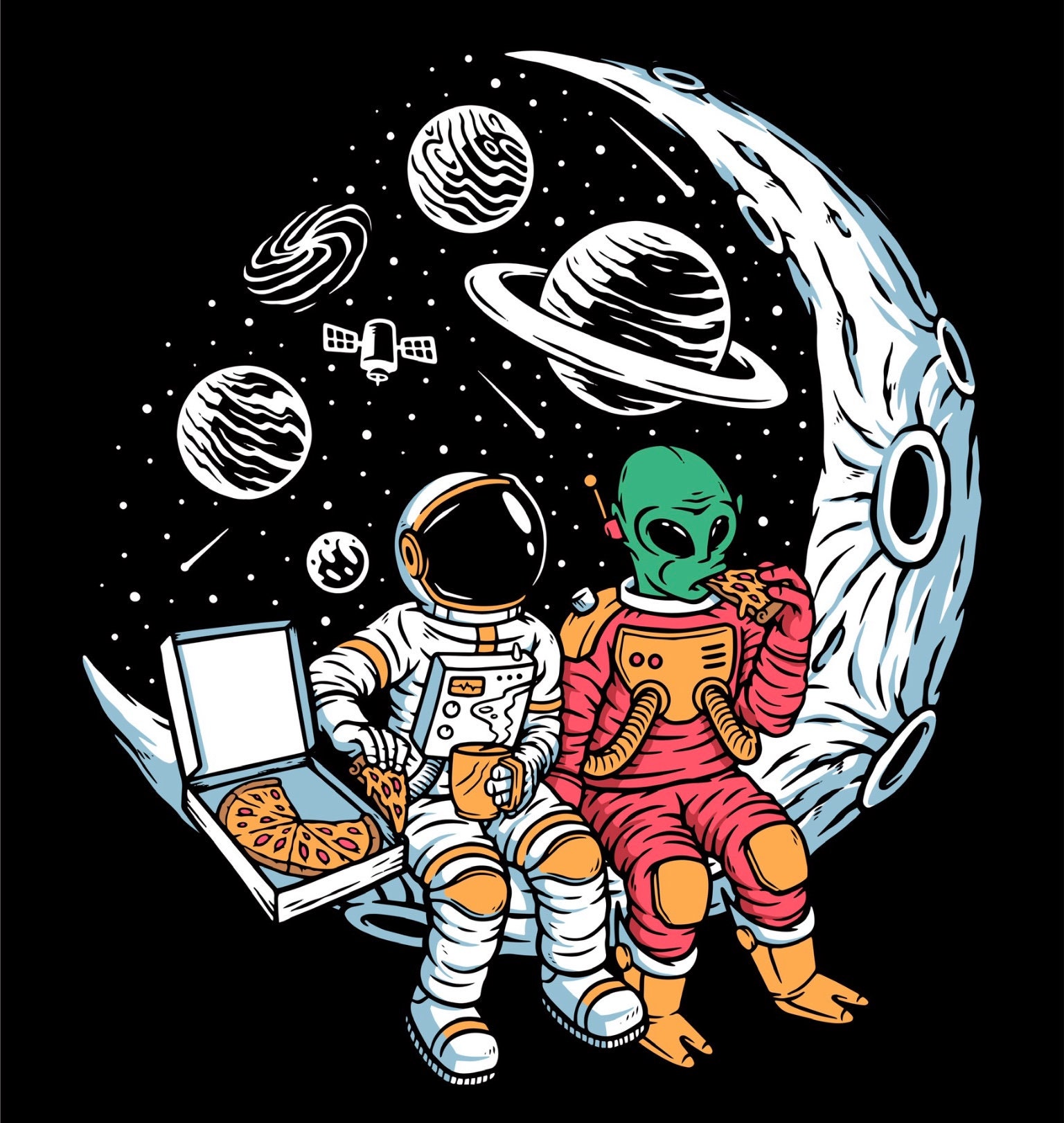 Design PNG E SVG De Alien Em Um Traço De Cor De Bolso Para Camisetas