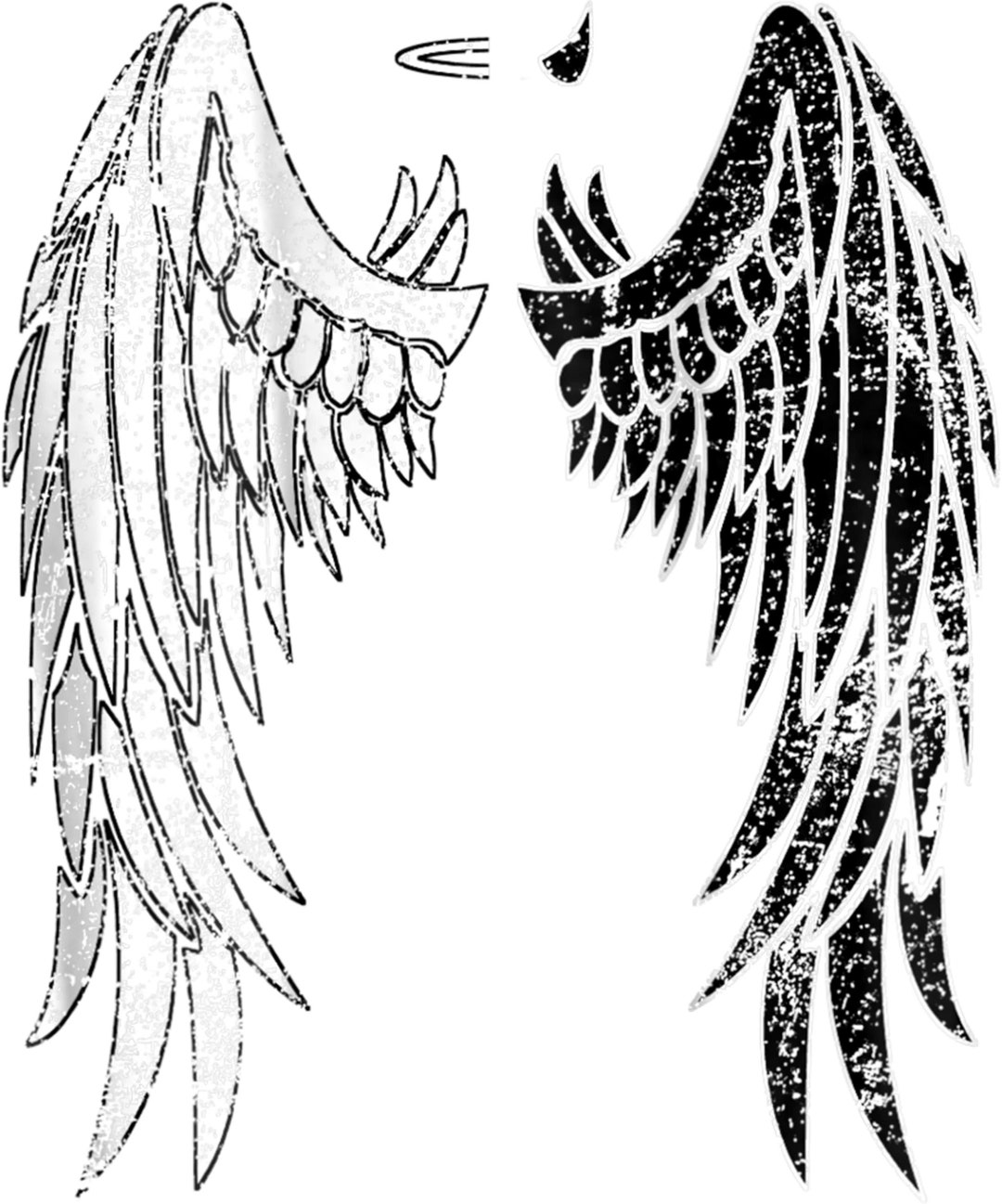 Half Angel Half Demon Wings in Black and White Png File - Etsy