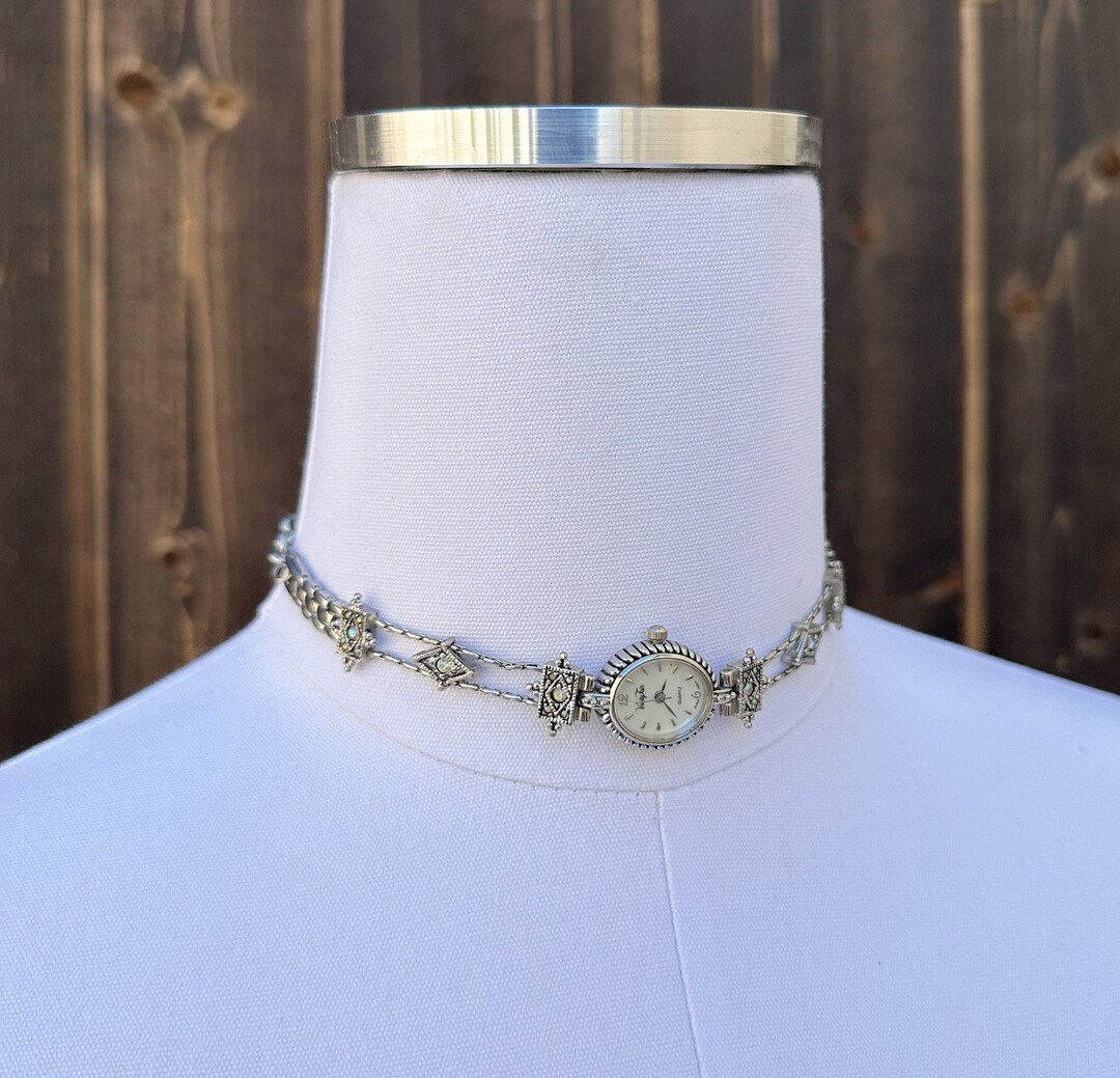 Rhinestone Watch Choker Etsy