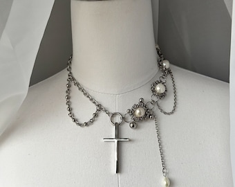 Large Cross necklace/ goth streetwear y2k gothic emo punk alt Christian