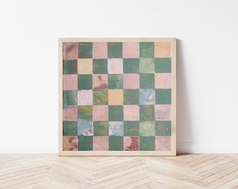 Picnic ~ Original Art Print | Colourful Boho Wall Art, Checkered Wall Art, Art Print Gifts, Retro Wall Art