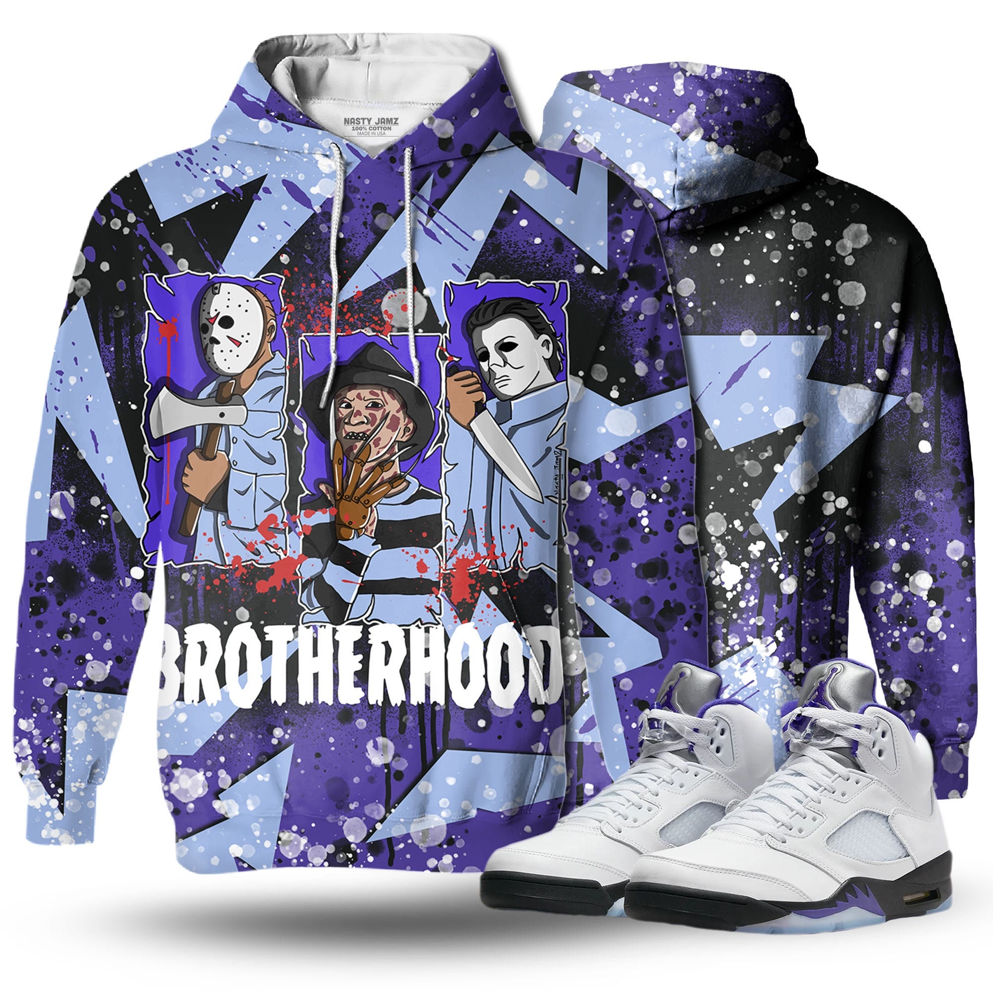 Discover Dark Brotherhood 3D Zigzag Paint Unisex matching Hoodie 3D Jordan 5 Retro Concord outfit hoodie, oversized hoodie, sneaker match