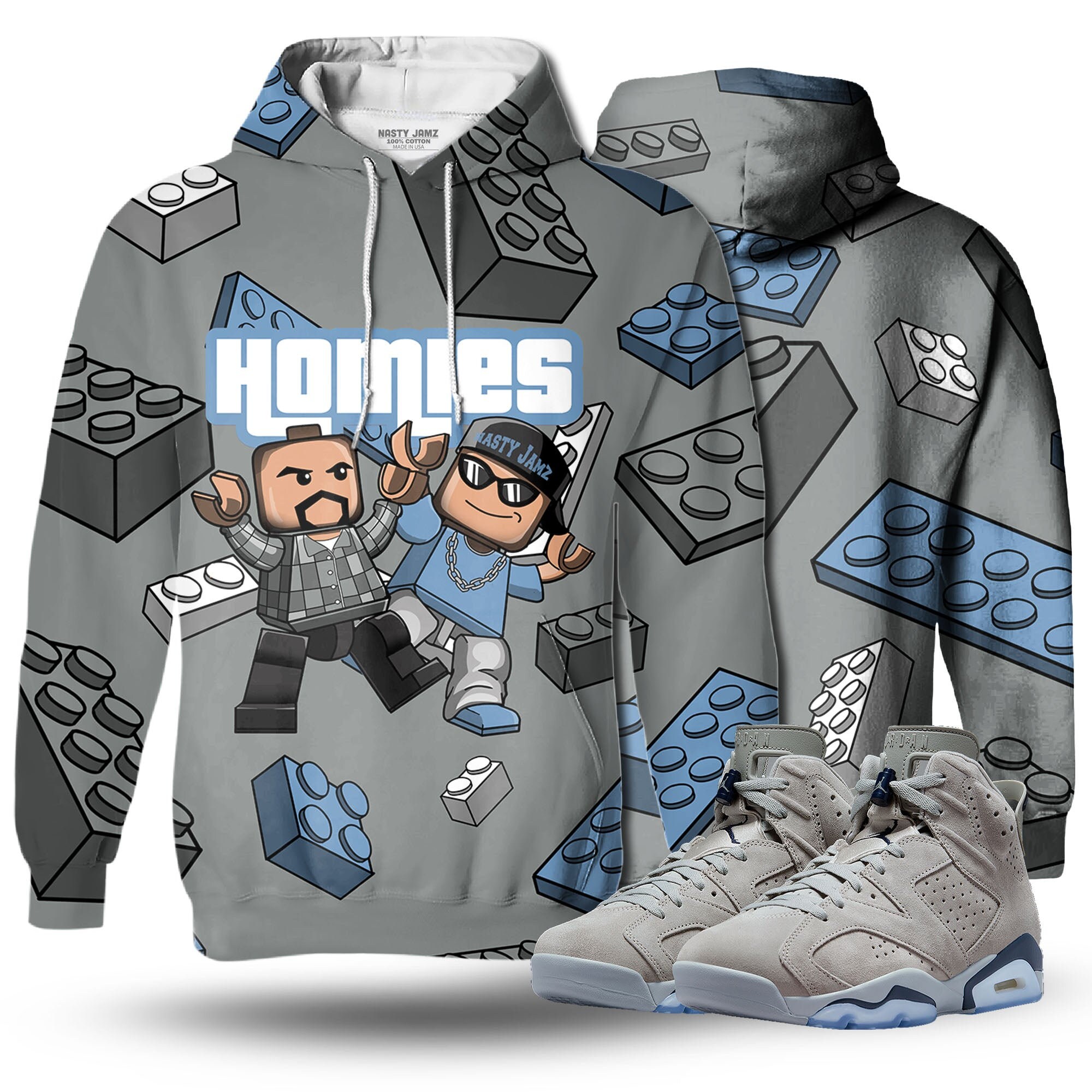 Discover Homie Toy 3D Brick  Unisex matching Hoodie 3D Jordan 6 Retro Georgetown 2022 outfit hoodie, oversized hoodie, sneaker match Hoodie