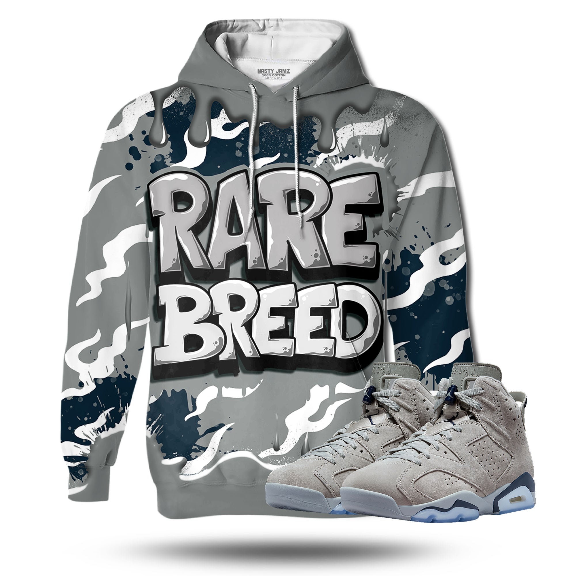 Discover Rare Breed 3D Drippin Unisex 3D match hoodie. Jordan 6 Retro Georgetown 2022 outfit match hoodie, oversized hoodie, sneaker match hoodie