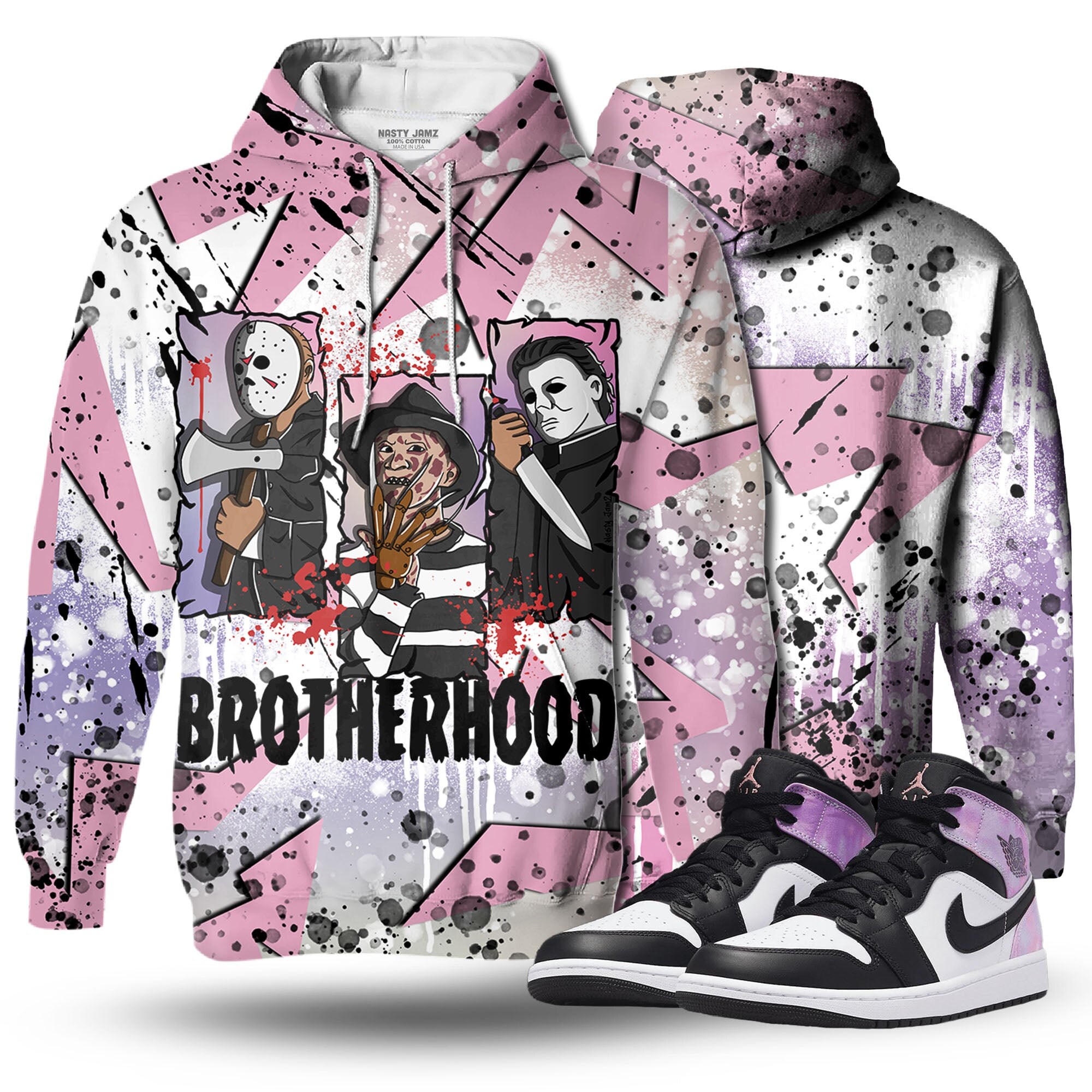 Discover Dark Brotherhood 3D Zigzag Paint Unisex matching Hoodie 3D Jordan 1 Mid SE Zen Master outfit hoodie, oversized hoodie, sneaker match