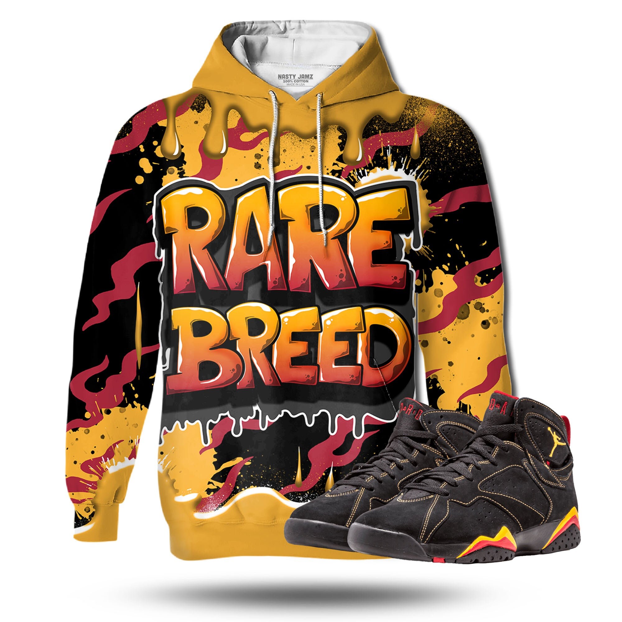Discover Rare Breed 3D Drippin Unisex 3D match hoodie. Jordan 7 Retro Citrus outfit match hoodie, oversized hoodie, sneaker match hoodie