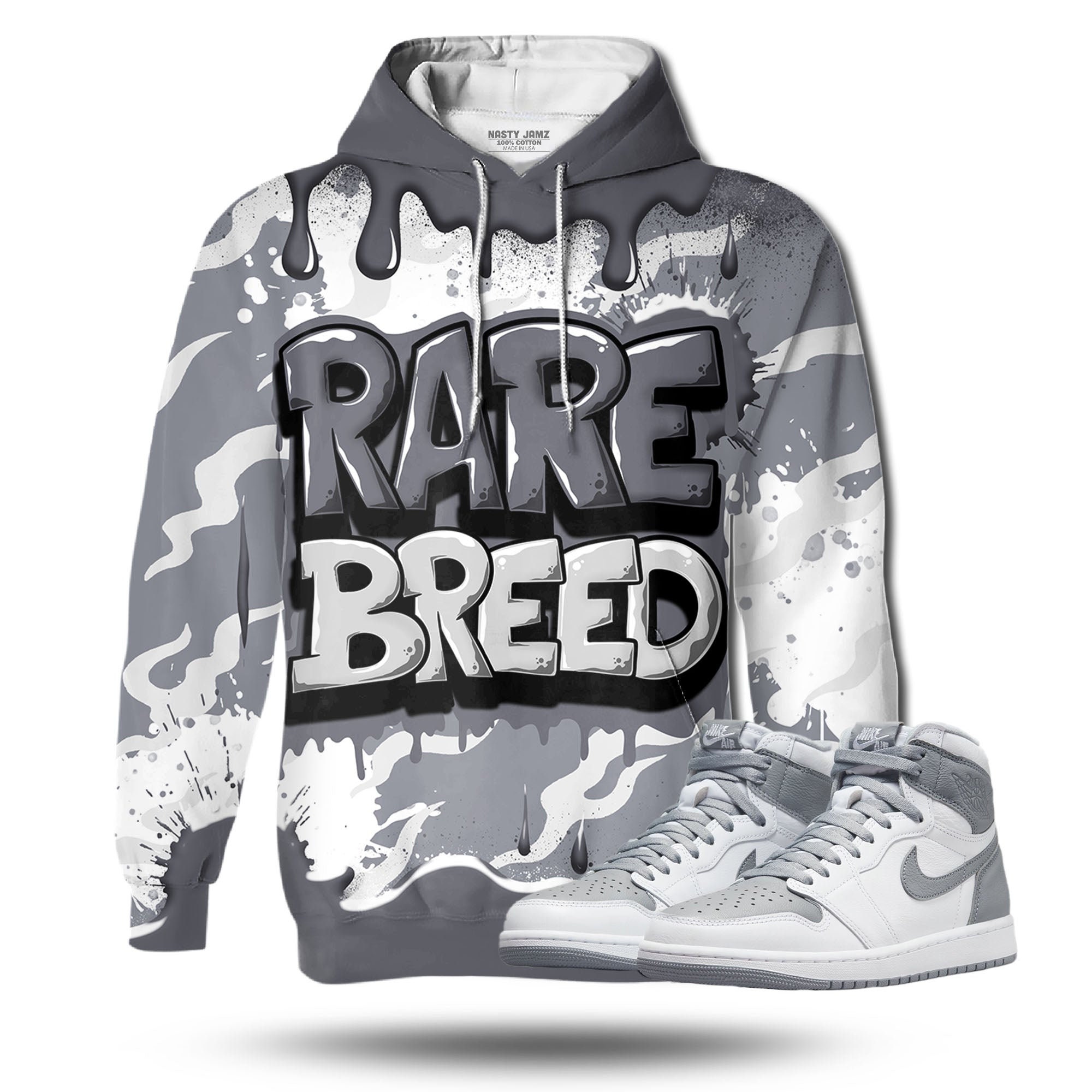 Discover Rare Breed 3D Drippin Unisex 3D match hoodie. Jordan 1 Retro High OG Stealth outfit match hoodie, oversized hoodie, sneaker match hoodie,