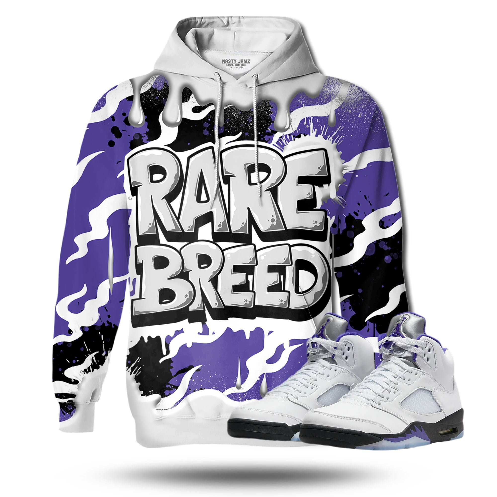 Discover Rare Breed 3D Drippin Unisex 3D match hoodie. Jordan 5 Retro Concord outfit match hoodie, oversized hoodie, sneaker match hoodie,