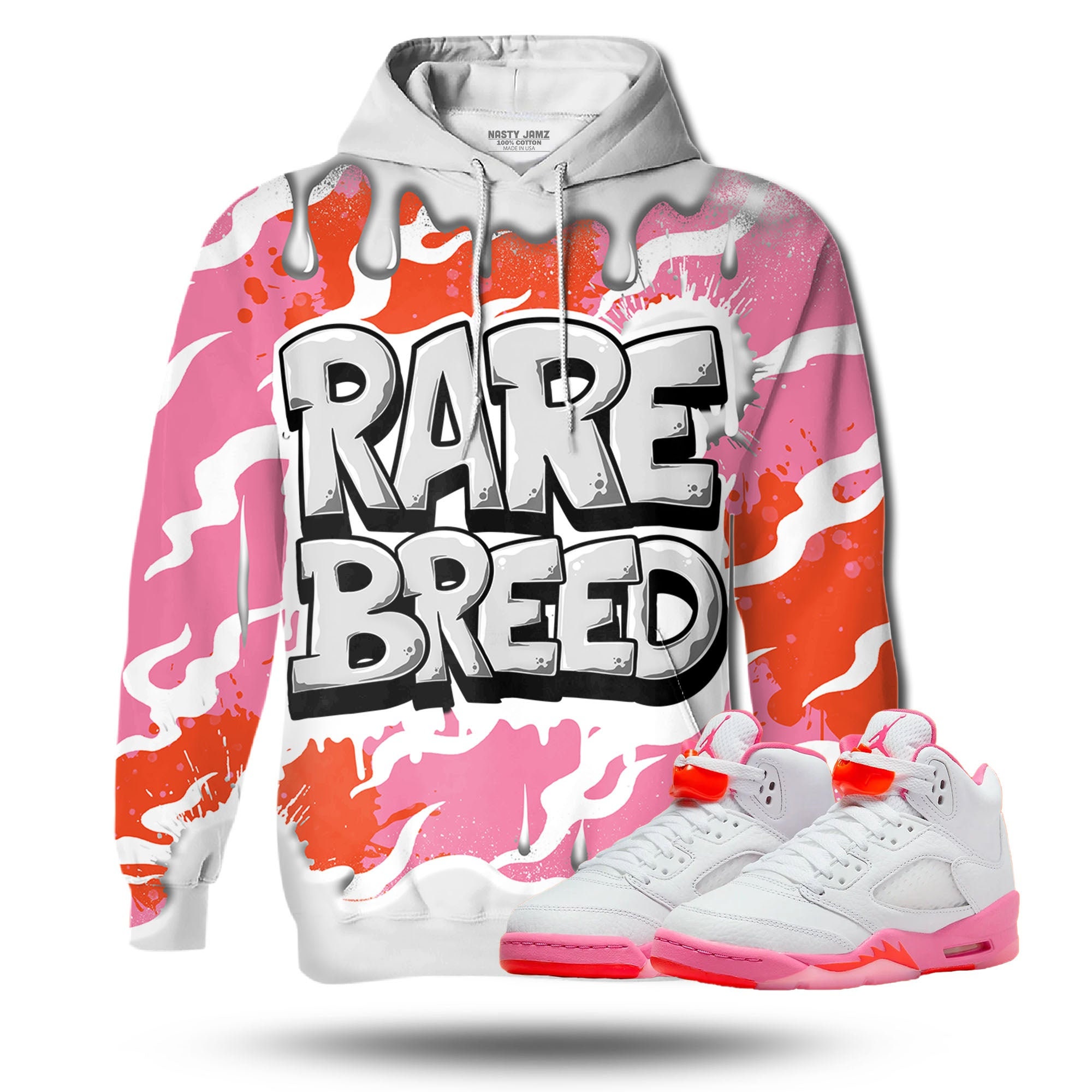 Discover Rare Breed 3D Drippin Unisex 3D match hoodie. Jordan 5 Retro  Pinksicle Safety Orange outfit match hoodie, oversized hoodie