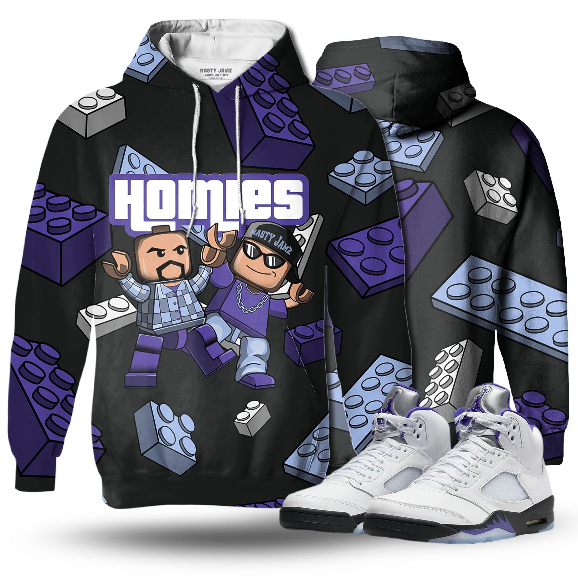 Discover Homie Toy 3D Brick  Unisex matching Hoodie 3D Jordan 5 Retro Concord outfit hoodie, oversized hoodie, sneaker match Hoodie