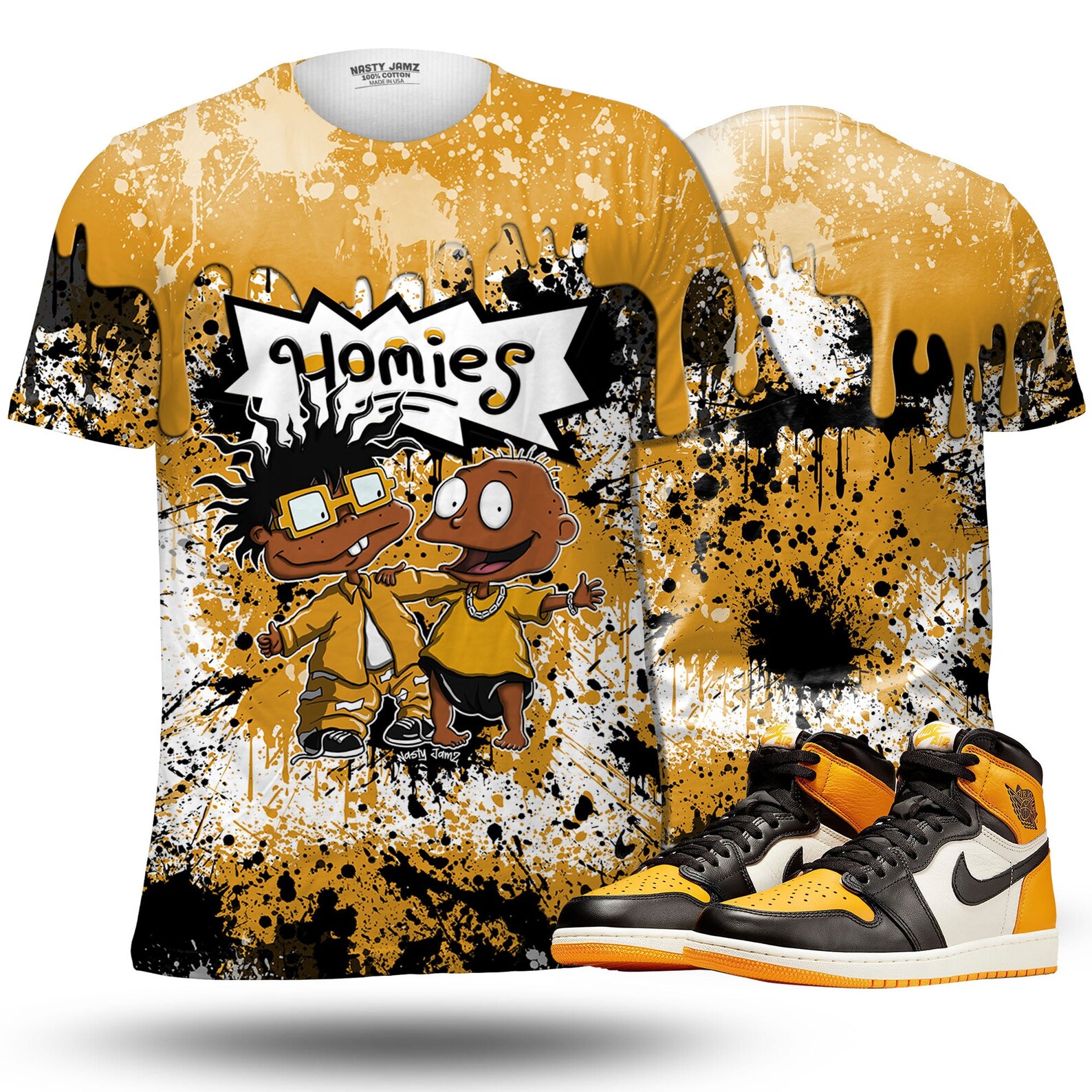 Homies Rugrats 3D Drip Paint Unisex Camisa Jordan 1 Retro High Etsy