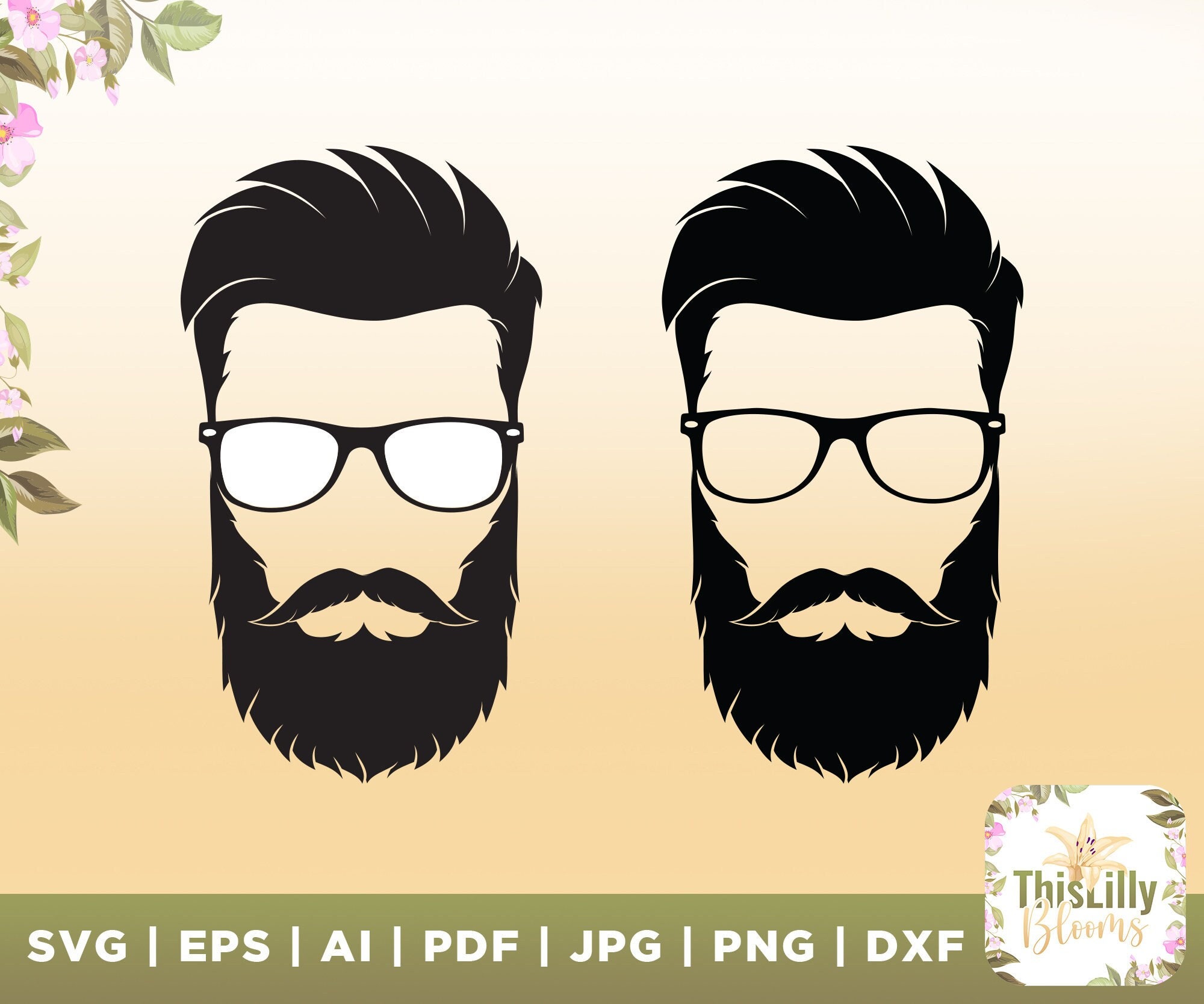 Beard Dad Svg Guy With Glasses Dad Haircut Svg Dadlife Etsy