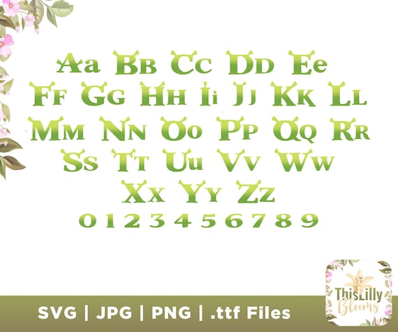 Shrek Svg Font Letters Alphabet Shrek Birthday Party Digital 