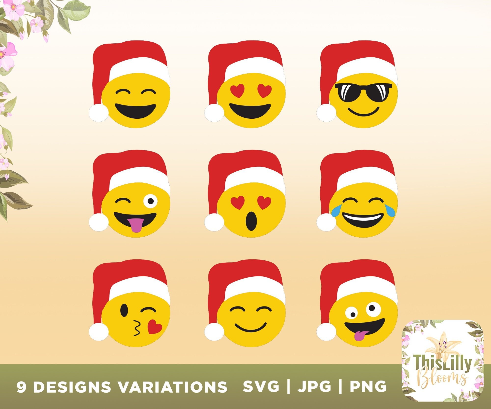 Emoji Clipart SVG Christmas Emoji Smileys Smiley Vector Etsy