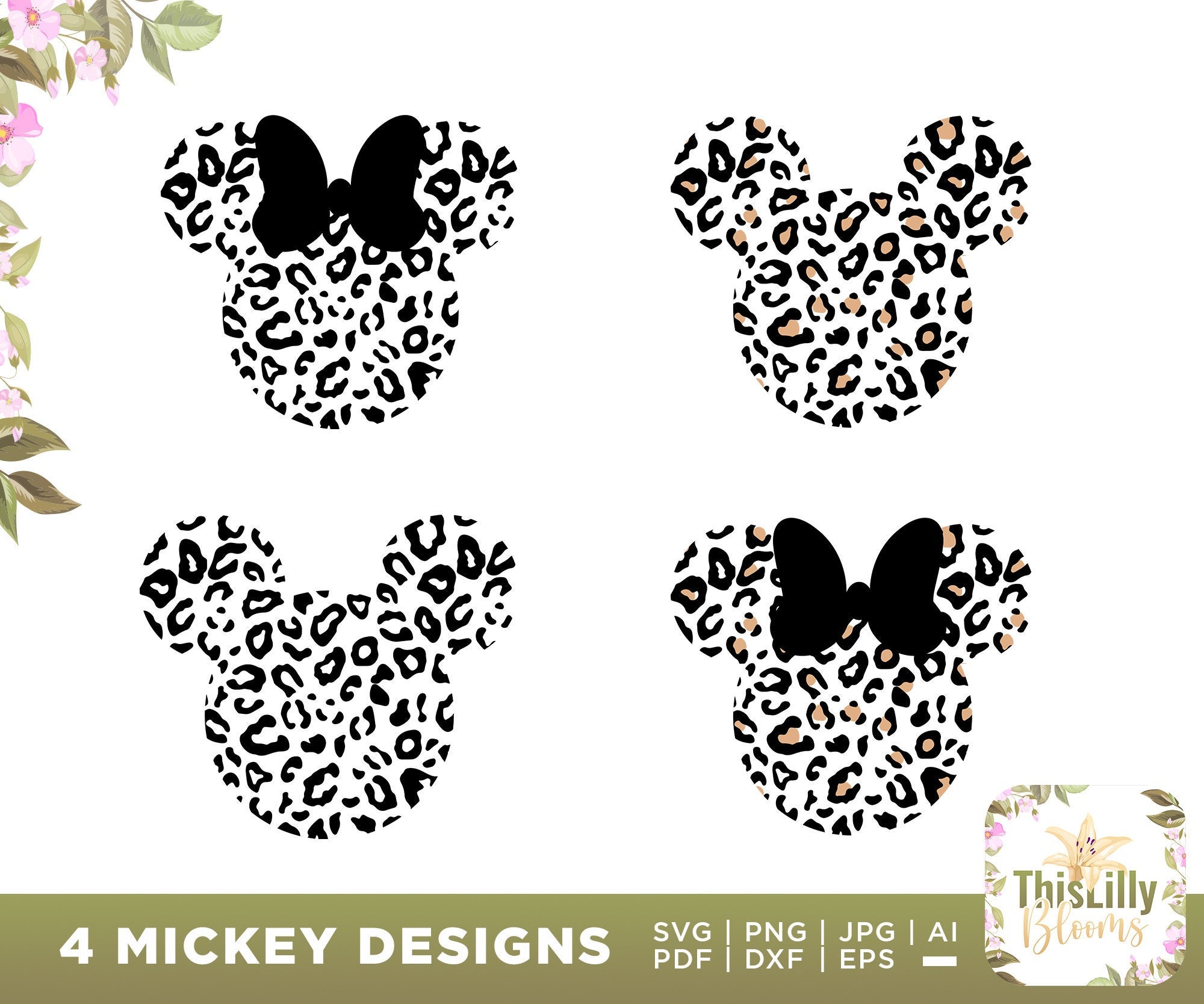Leopard Mickey SVG Mickey Mouse Cheetah Leopard Minnie Mouse - Etsy