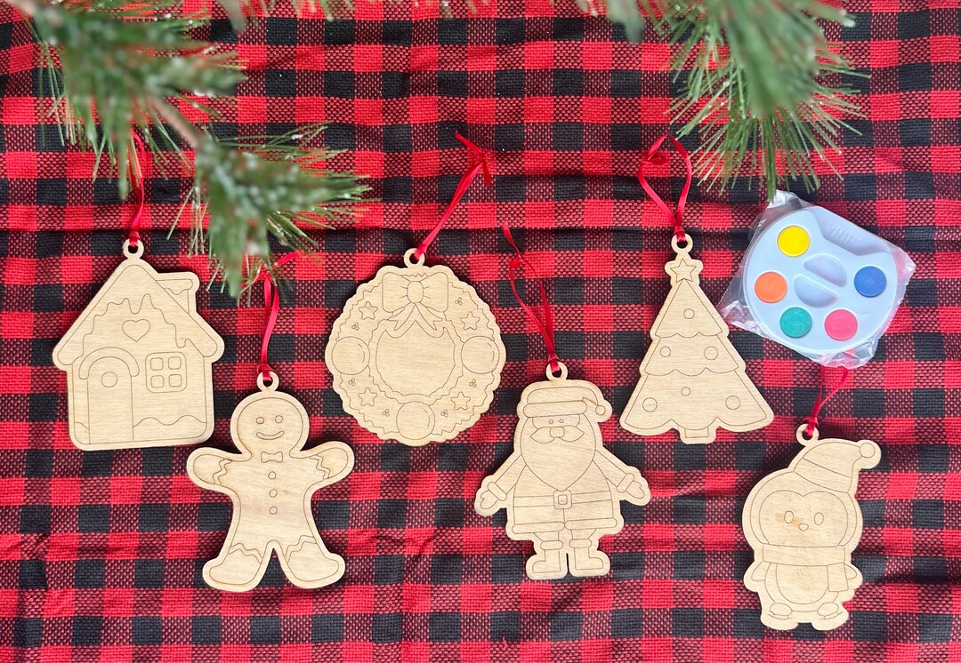 Kids Wood Christmas Ornament Diy Kit Etsy
