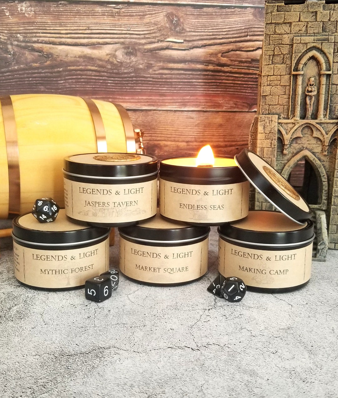 5pack Soy Wax Adventure Candles RPG Tabletop Adventure Candle Gift for