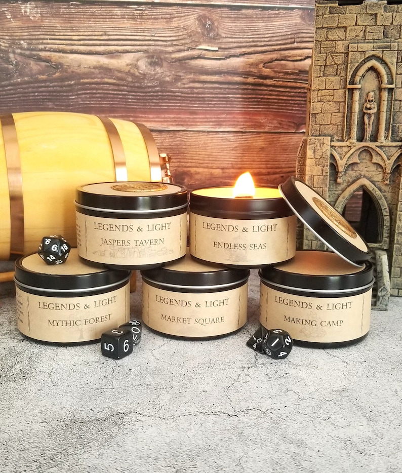 5pack Soy Wax Adventure Candles RPG Tabletop Adventure Candle Gift for Dungeons and Dragons