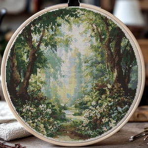 Forest Landscape v3 Cross Stitch Pattern, Nature Scene (PDF Pattern)