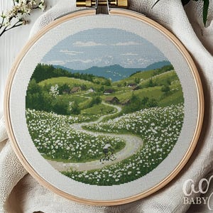 Peaceful Countryside Cross Stitch Pattern, Cottage core  Cross Stitch Hand Embroidery, Cross Stitch Countryside, Cross Stitch PDF, Handmade